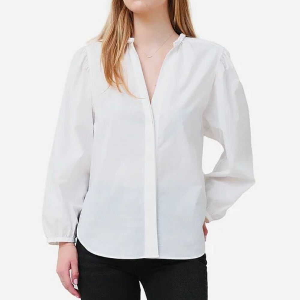 Vince White Braid Trim Collar Blouse L